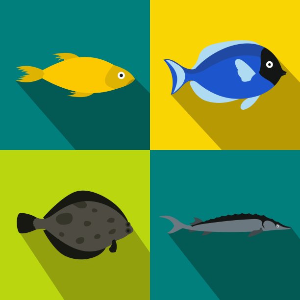 鱼横幅设置平风格图片下载