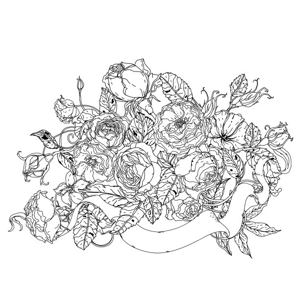 黑色和白色的花玫瑰图片下载