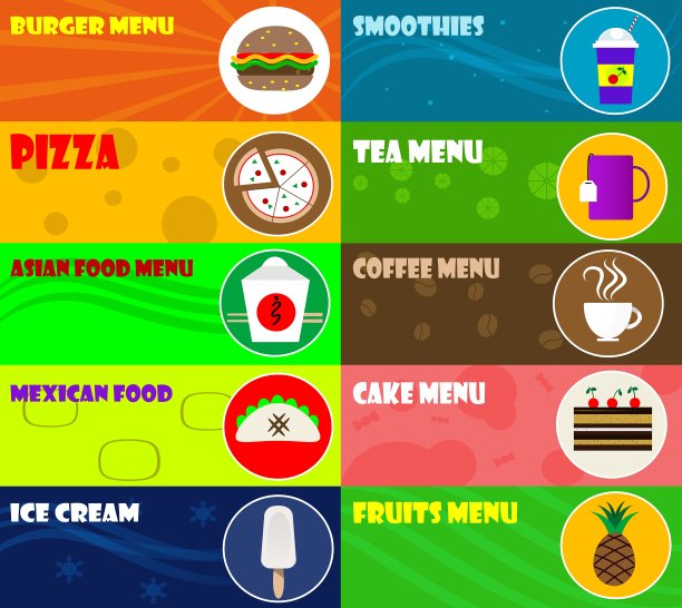 快餐图标的颜色背景图片下载