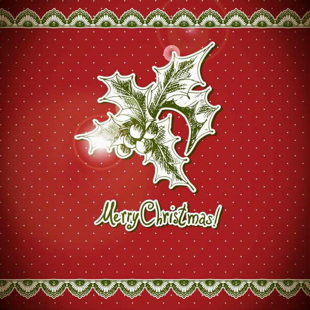 圣诞冬青和铃铛复古背景图片下载