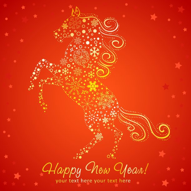 用雪花做成的马年贺卡图片下载