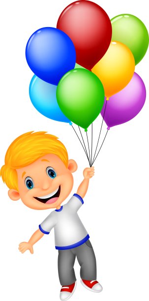 小男孩卡通飞与气球图片下载
