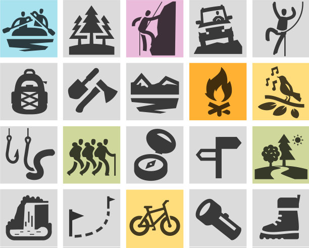 徒步旅行标志露营模板设计图片下载