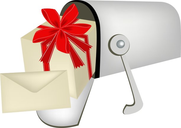 一个礼盒，信箱里有礼品卡图片下载