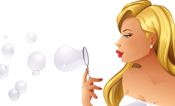 女人吹泡泡图片下载