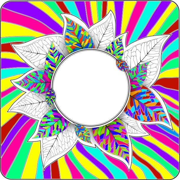 彩虹亮叶抽象圆形框架图片下载