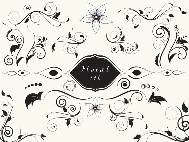 花的春天元素与漩涡和花图片下载