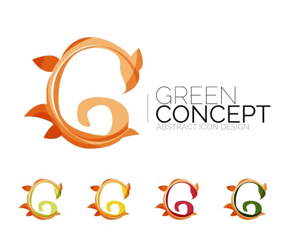 一套抽象的生态植物图标商业标志类型图片下载