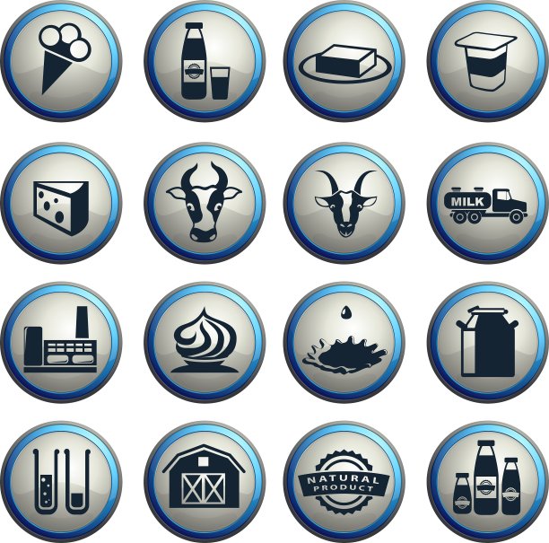 牛奶行业图标套装图片下载
