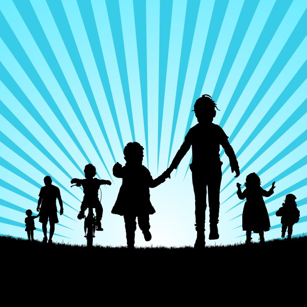 孩子们在自然中剪影两集图片下载