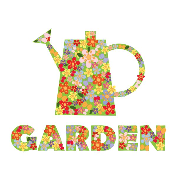 文字花蝴蝶和喷壶图片下载