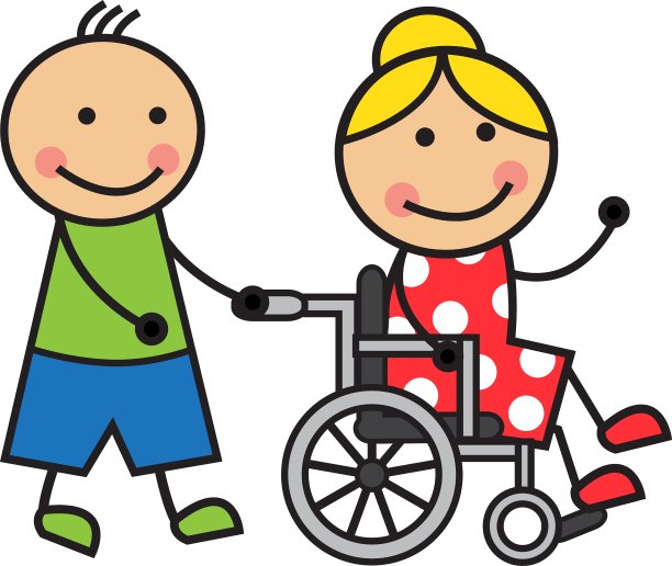 坐在轮椅上的卡通女人图片下载