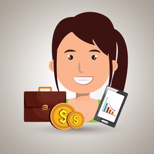 女人与组合和硬币孤立的图标图片下载