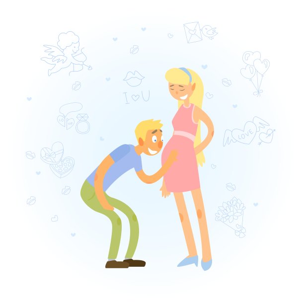 父亲摸着妻子的肚子等着图片下载