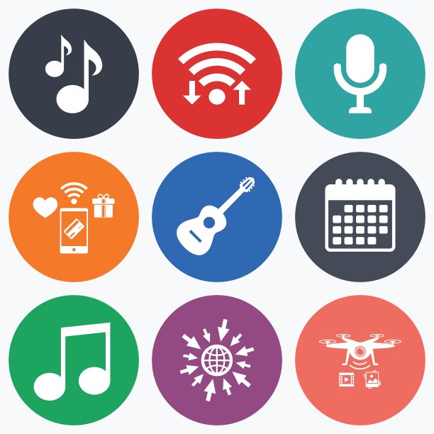 音乐图标麦克风原声吉他图片下载