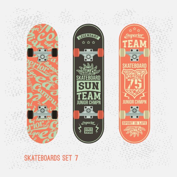 滑板上的复古徽章图片下载