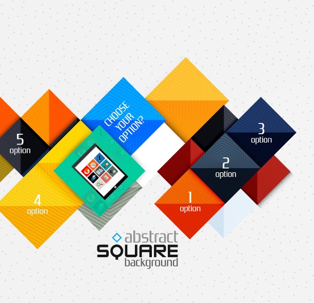 几何正方形和信息图形选项图片下载