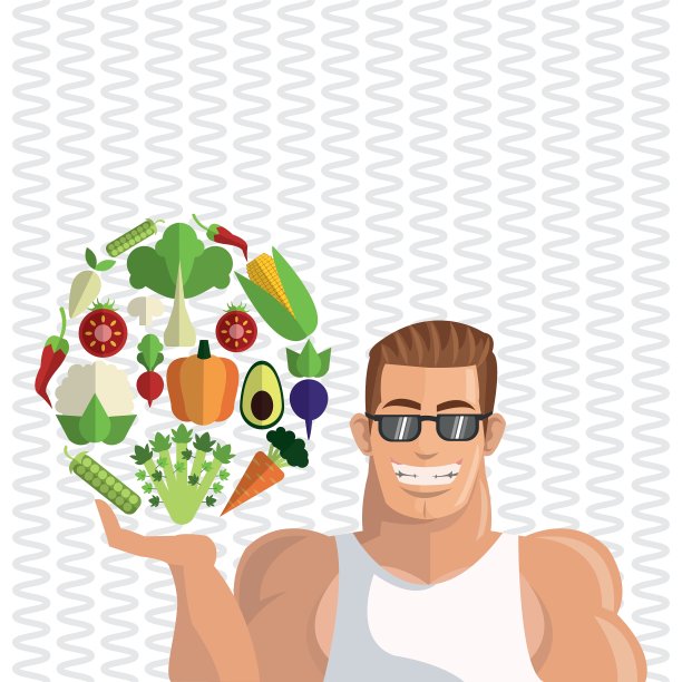 有机食品健康生活方式卡通设计图片下载