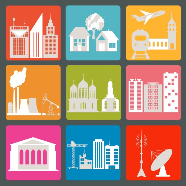 城市基础设施图标图片下载