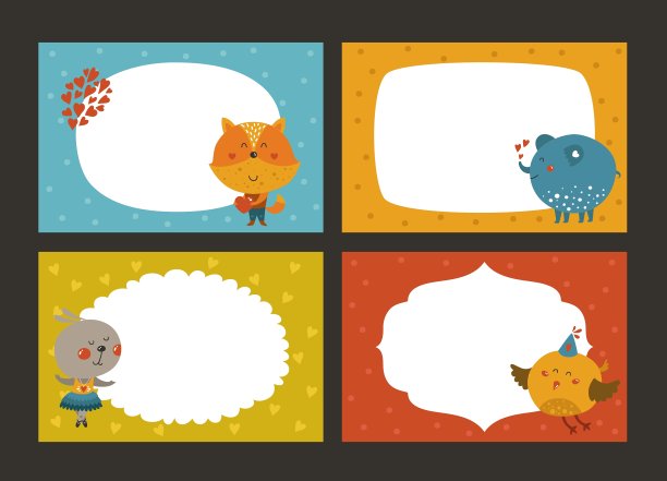 一套卡通动物边界图片下载