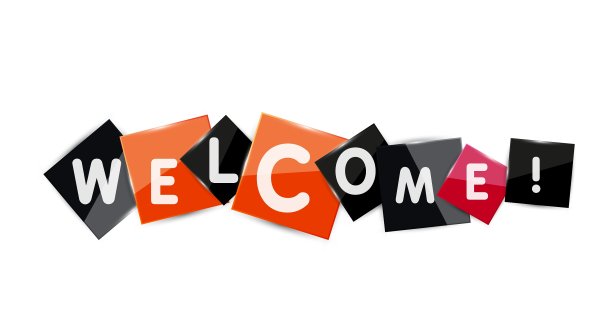 欢迎字上彩色方块纸片图片下载