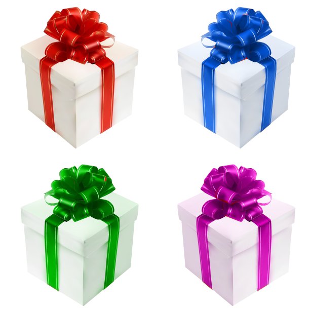 礼盒与红色弓孤立在白色图片下载