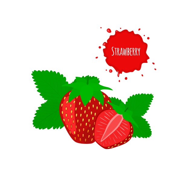 多汁的草莓，叶子孤立在白色上图片下载