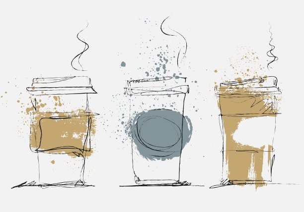 一次性咖啡杯艺术草图图片下载