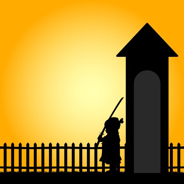 儿童与剑的自然色彩剪影图片下载