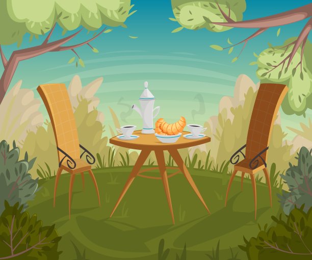 花园里的早餐漫画图片下载