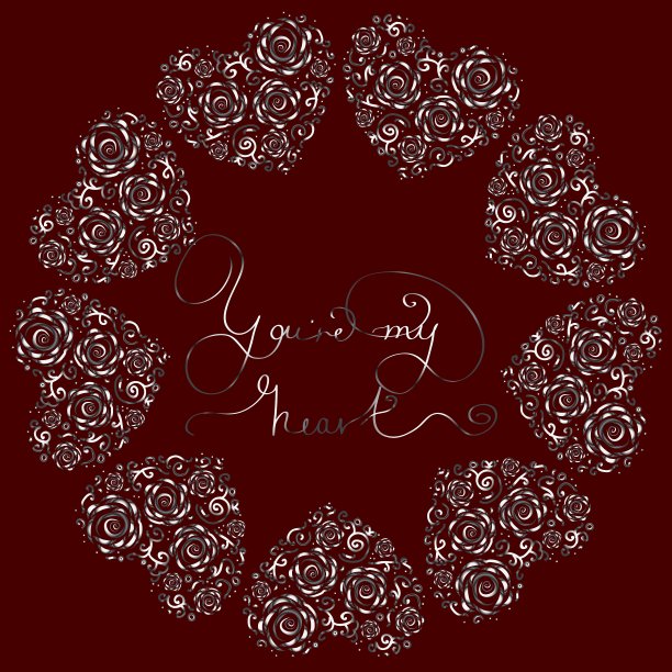 圆形卡片与银心和字母图片下载