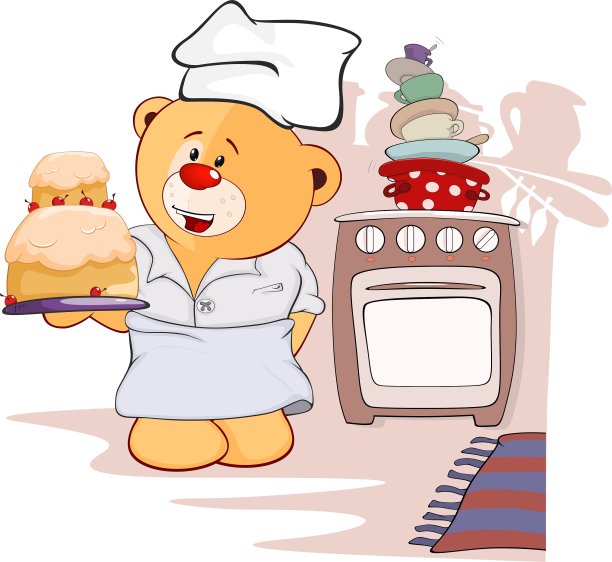 毛绒玩具小熊和馅饼卡通图片下载