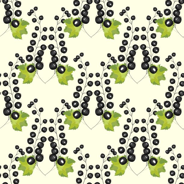 黑醋栗浆果无缝图案背景图片下载