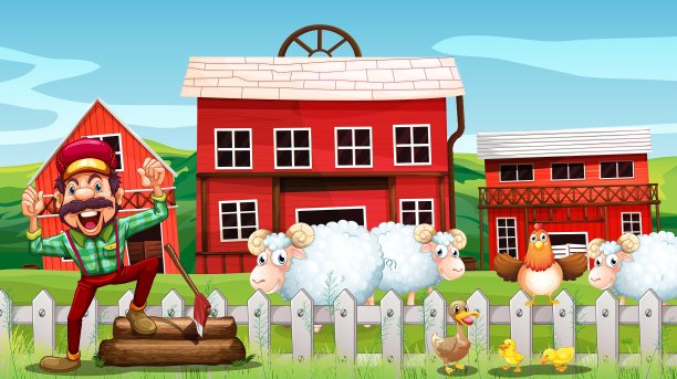 伐木工人和谷仓图片下载