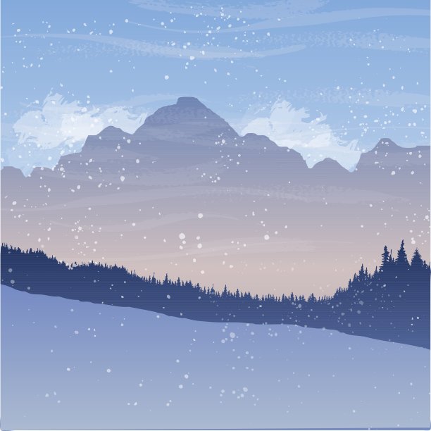 山上有杉树和雪图片下载