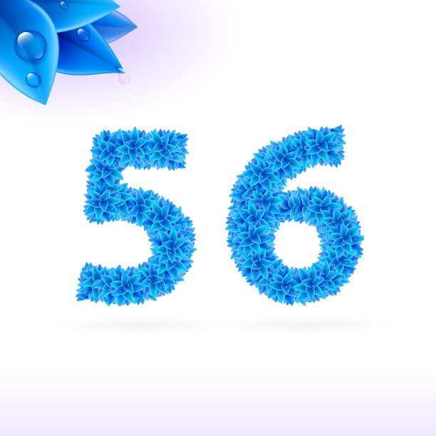 蓝叶装饰无衬线字体图片下载