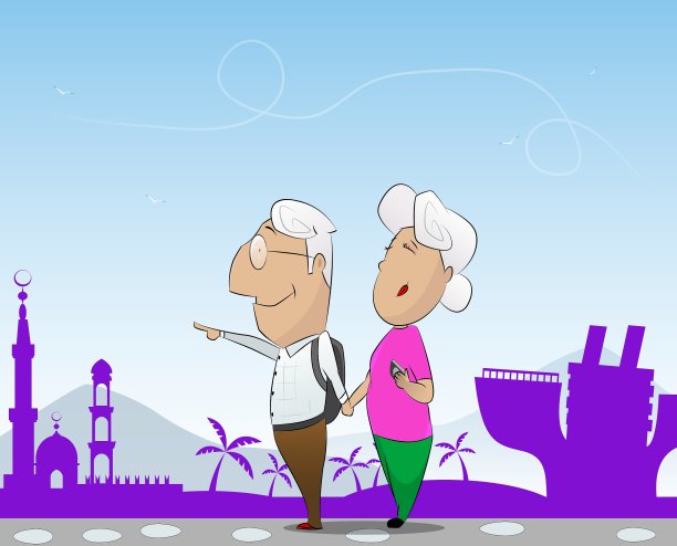 一对老年夫妇一起乘船旅行图片下载