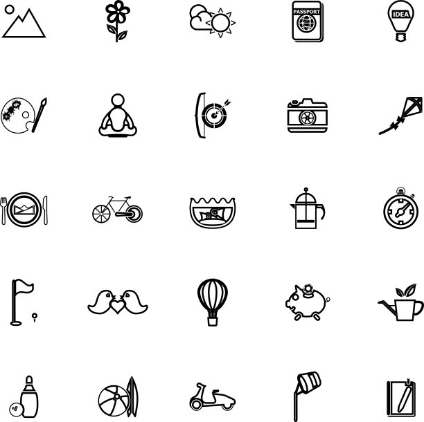 慢生活活动线图标在白色的背景图片下载