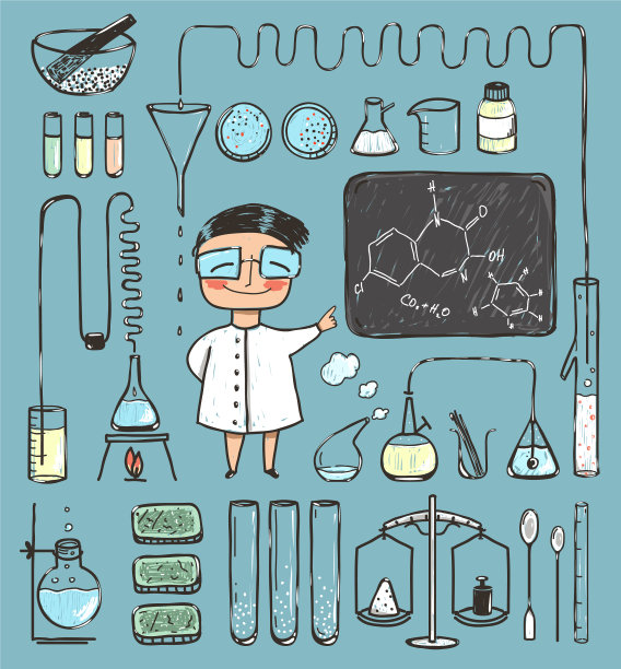 少女化验师及实验室工具收藏图片下载