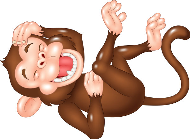 可爱的猴子笑孤立在白色的背景图片下载
