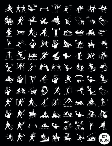 一套黑色和灰色的运动图标图片下载