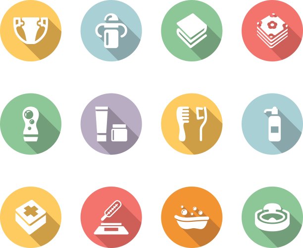 宝宝的东西图标设置颜色与长阴影图片下载