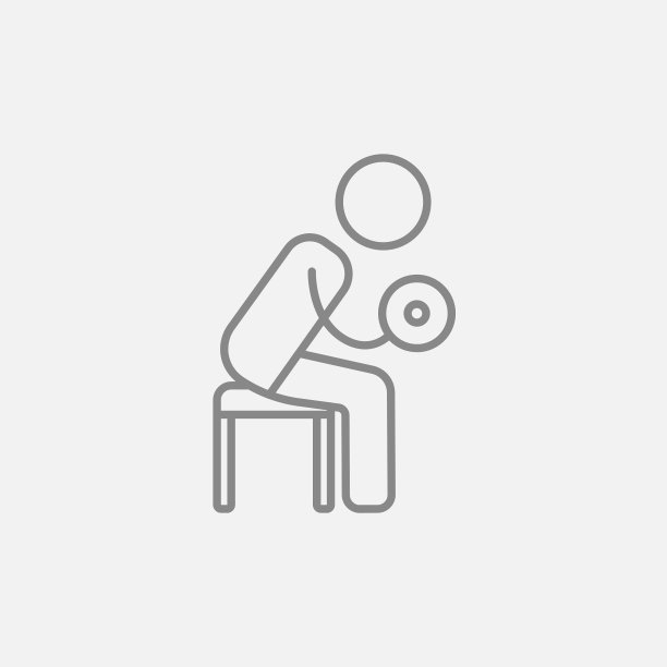 男子运动与哑铃线图标图片下载