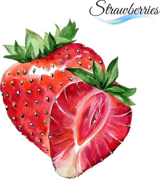 水彩草莓图片下载