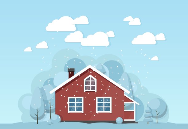 冬季住宅立面传统的小屋图片下载