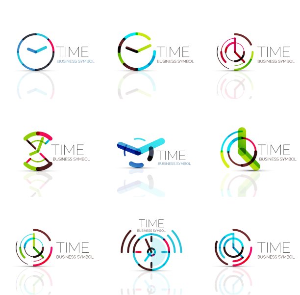 几何时钟和时间图标设置图片下载