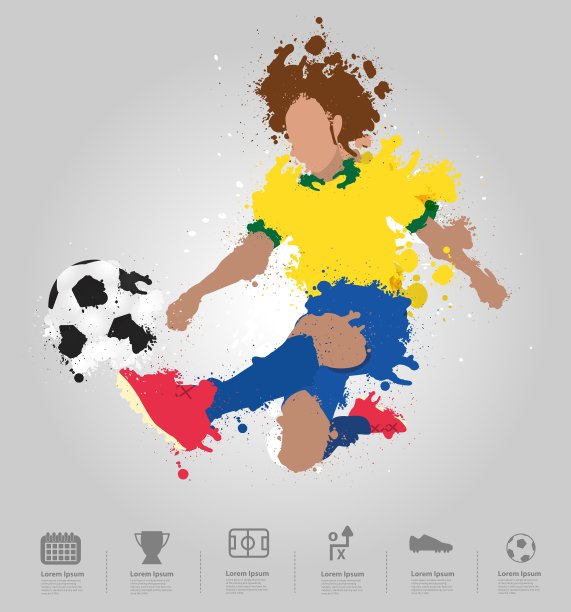 足球运动员用飞溅的颜料踢球图片下载