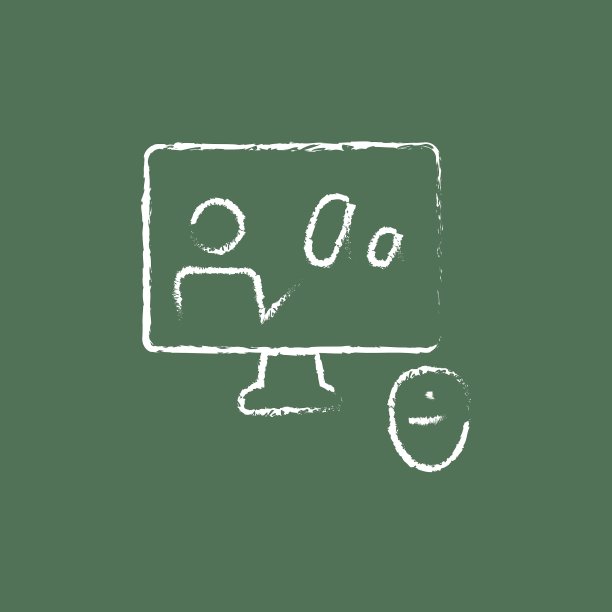 用粉笔绘制的监视器和在线教程图标图片下载