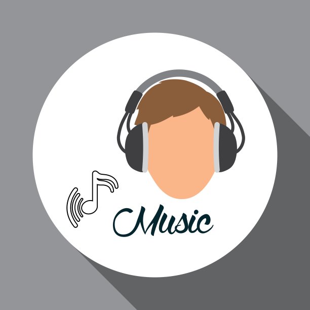 音乐设计男孩图标白色背景图片下载