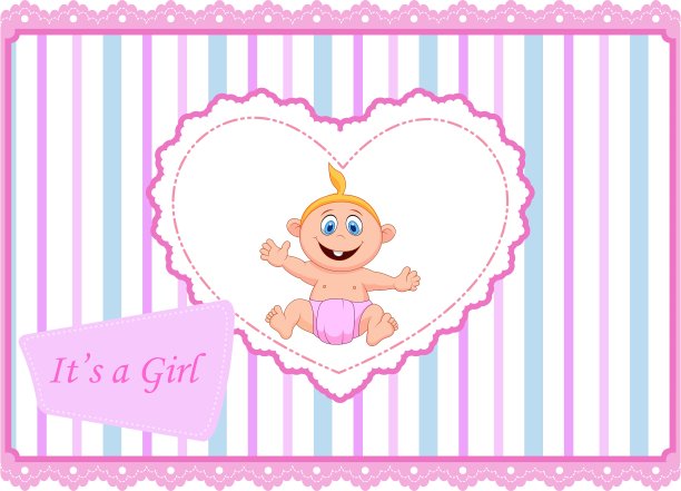 女婴通告卡图片下载